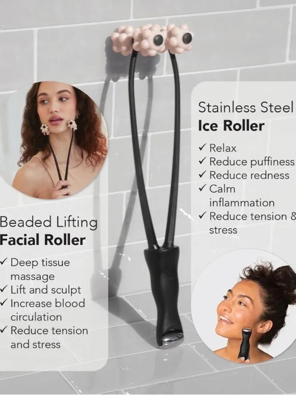 Kitsch Pink Beaded Lifting Facial Roller